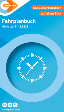 Frontseite des NRW-Fahrplanbuch 2023